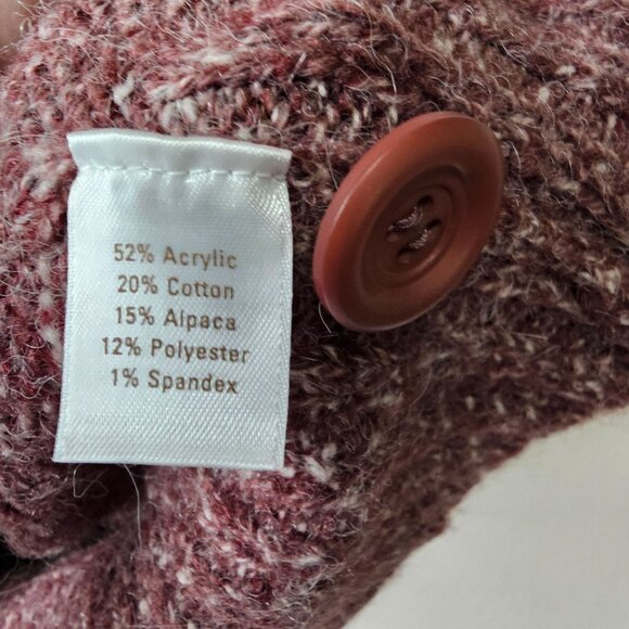 Caslon Size 3x Burgundy Alpaca Blend Knit Cardigan Button Up Sweater - Picture 4 of 7